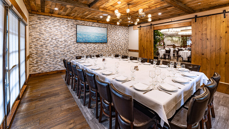 Long set table in Oak Room